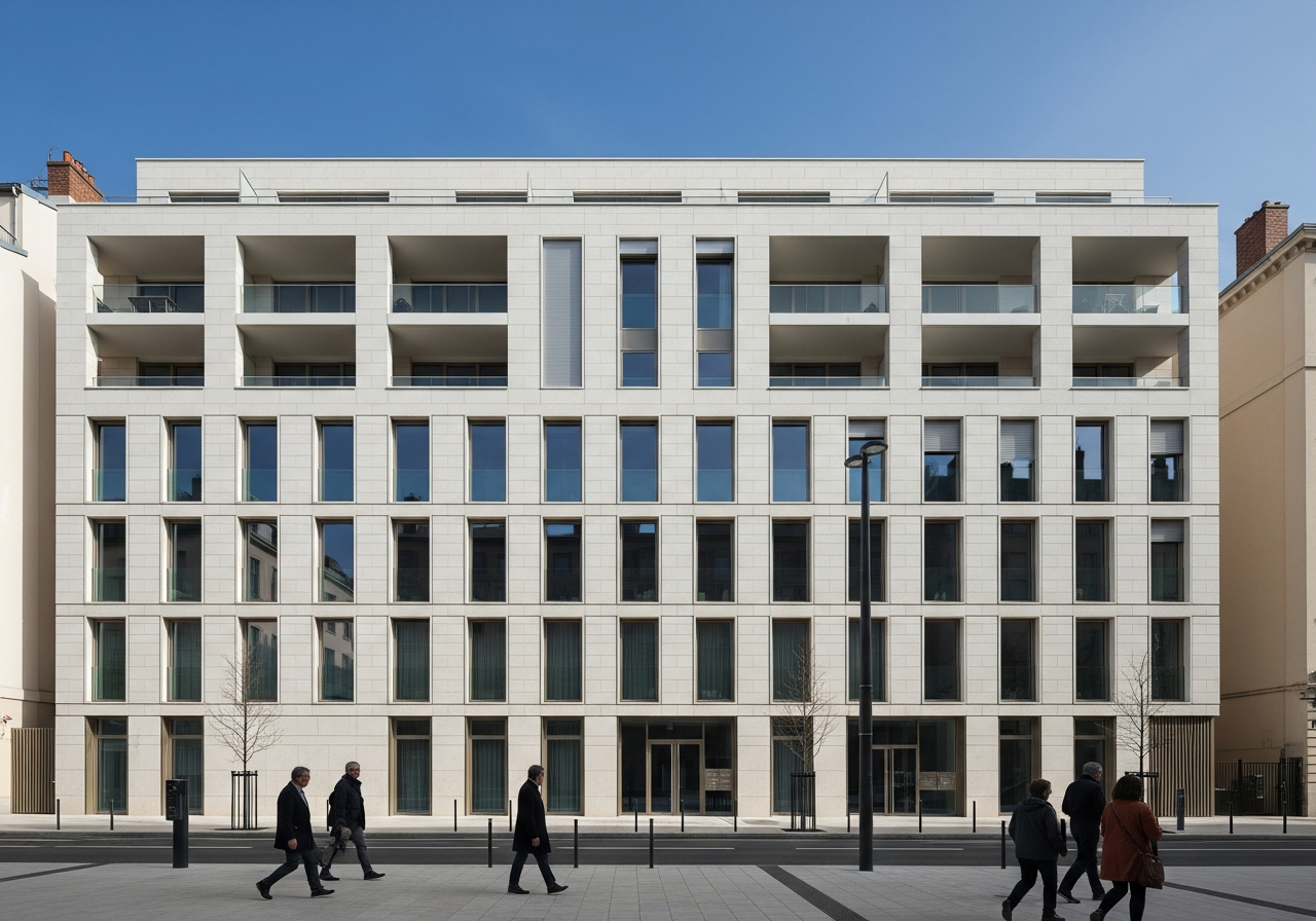 Facade of a new residential building in France